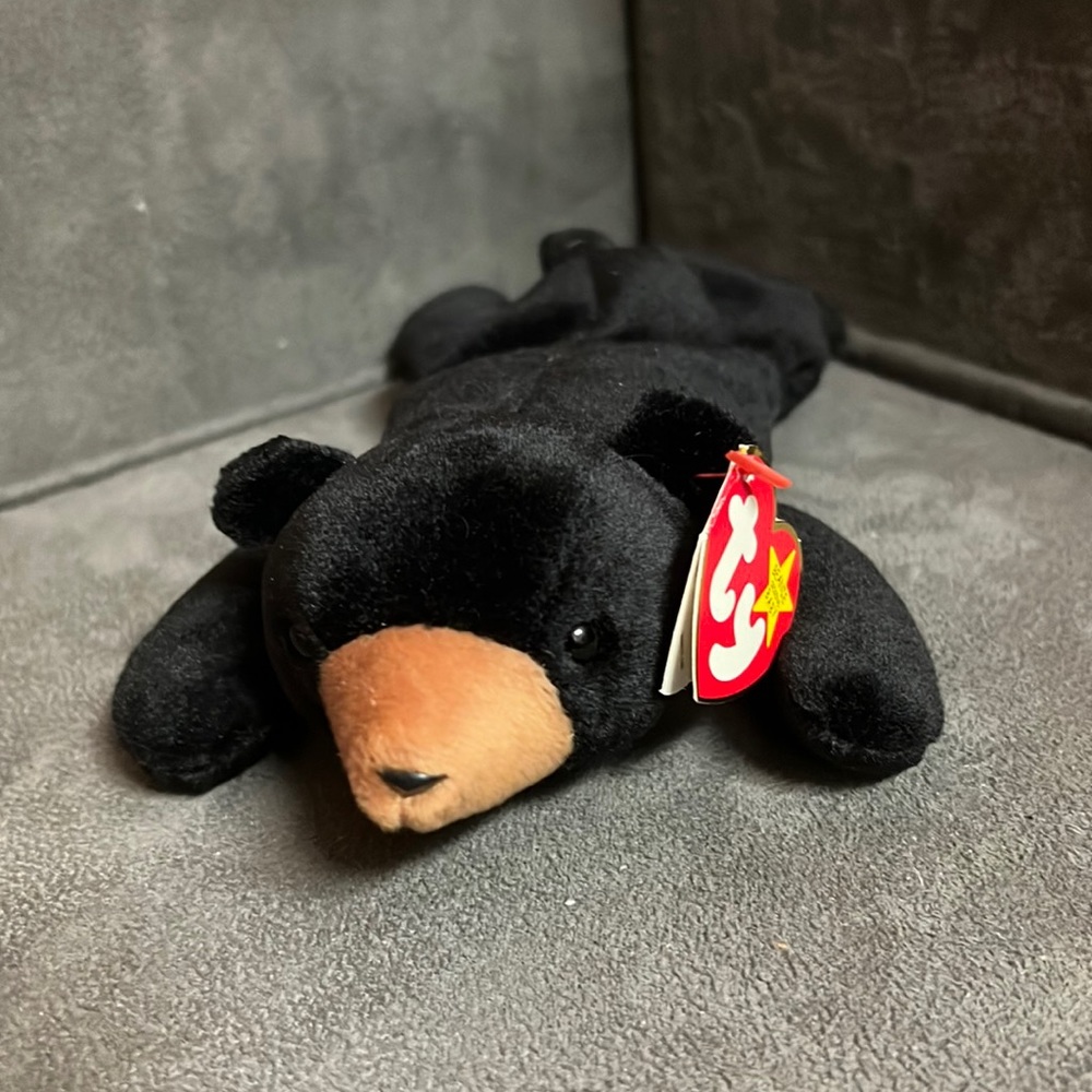 Ty beanie baby black bear blackie 1993 tag error 1994 retired vintage original